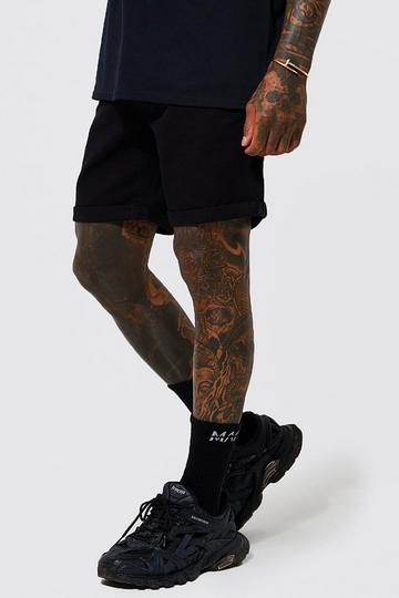 Slim Rigid Denim Shorts true black