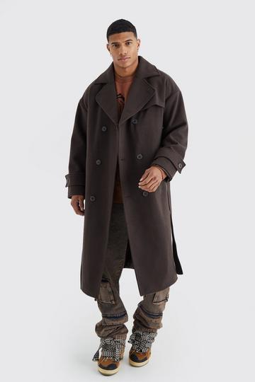 Double Breasted Trench Overcoat in Chocolate chocolate