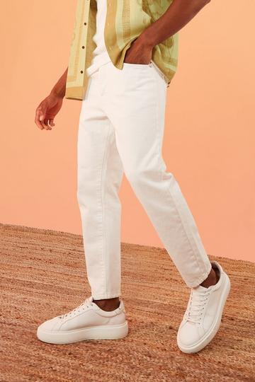 Tapered Fit Rigid Jeans white