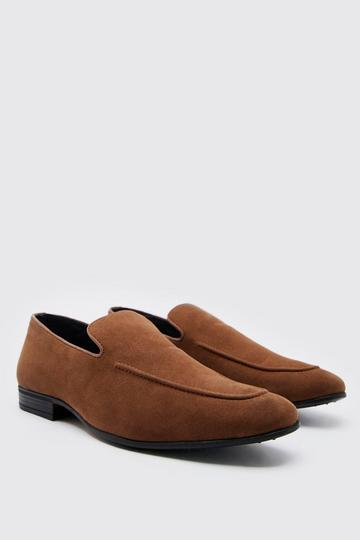 Tan Brown Faux Suede Loafer