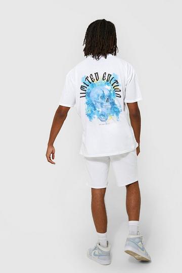 White Oversized Limited Skull T-shirt And Short Set