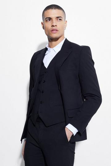 Black Relaxed Single Breasted Suit Jacket