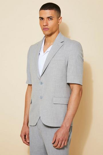 Short Sleeve Relaxed Suit Jacket light grey