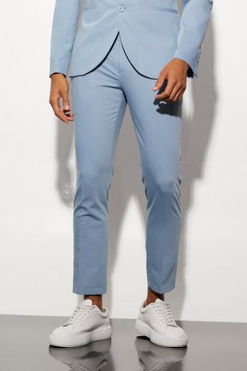 Blue Crop Suit Trousers