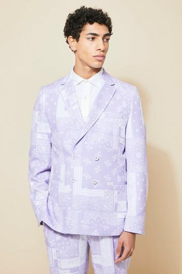 Double Breasted Slim Bandana Suit Jacket lilac