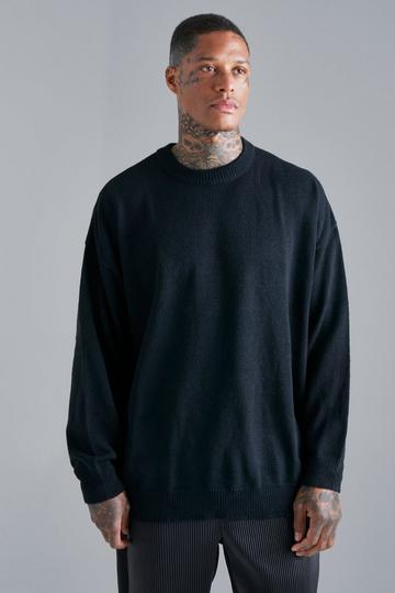 Black Oversized Crew Neck Chunky Jumper