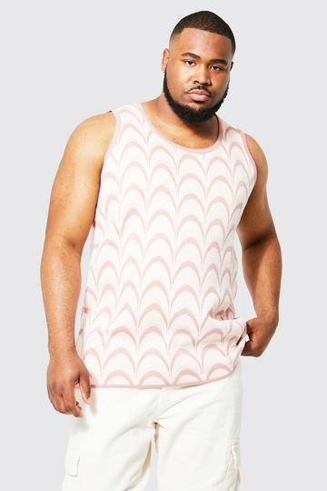 Plus Knitted Vest With Contrast Binding pink