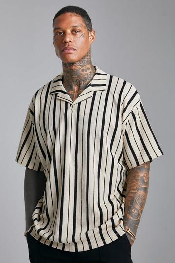 Loose Fit Stripe Crinkle Polo sand