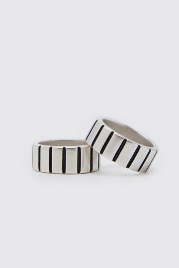 Silver Lined Texture 2 Pack Rings