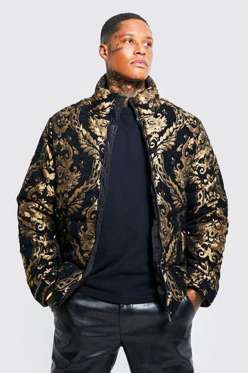 Black Baroque Tapestry Puffer