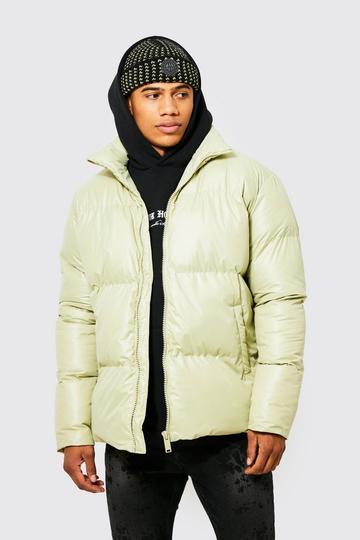 Oversized Funnel Neck Mid Puffer lime