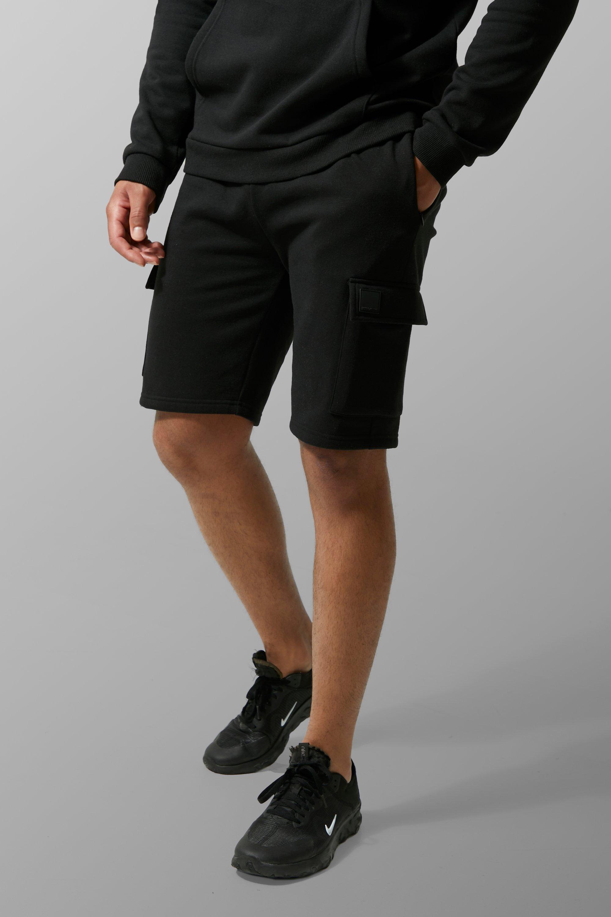 Boohoo Oversized Limited Varsity Cargo Short Set in Black Womens Clothing Shorts Cargo shorts 