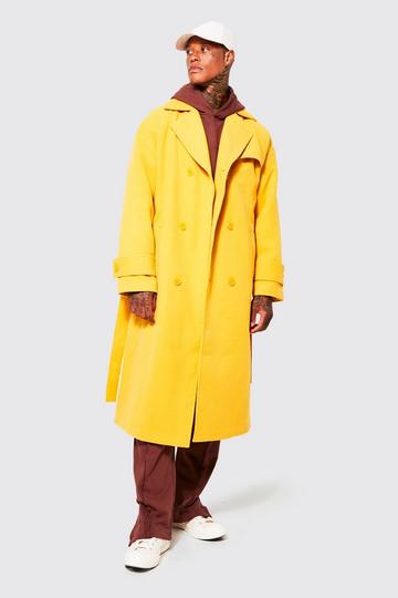Yellow Double Breasted Storm Flap Overcoat