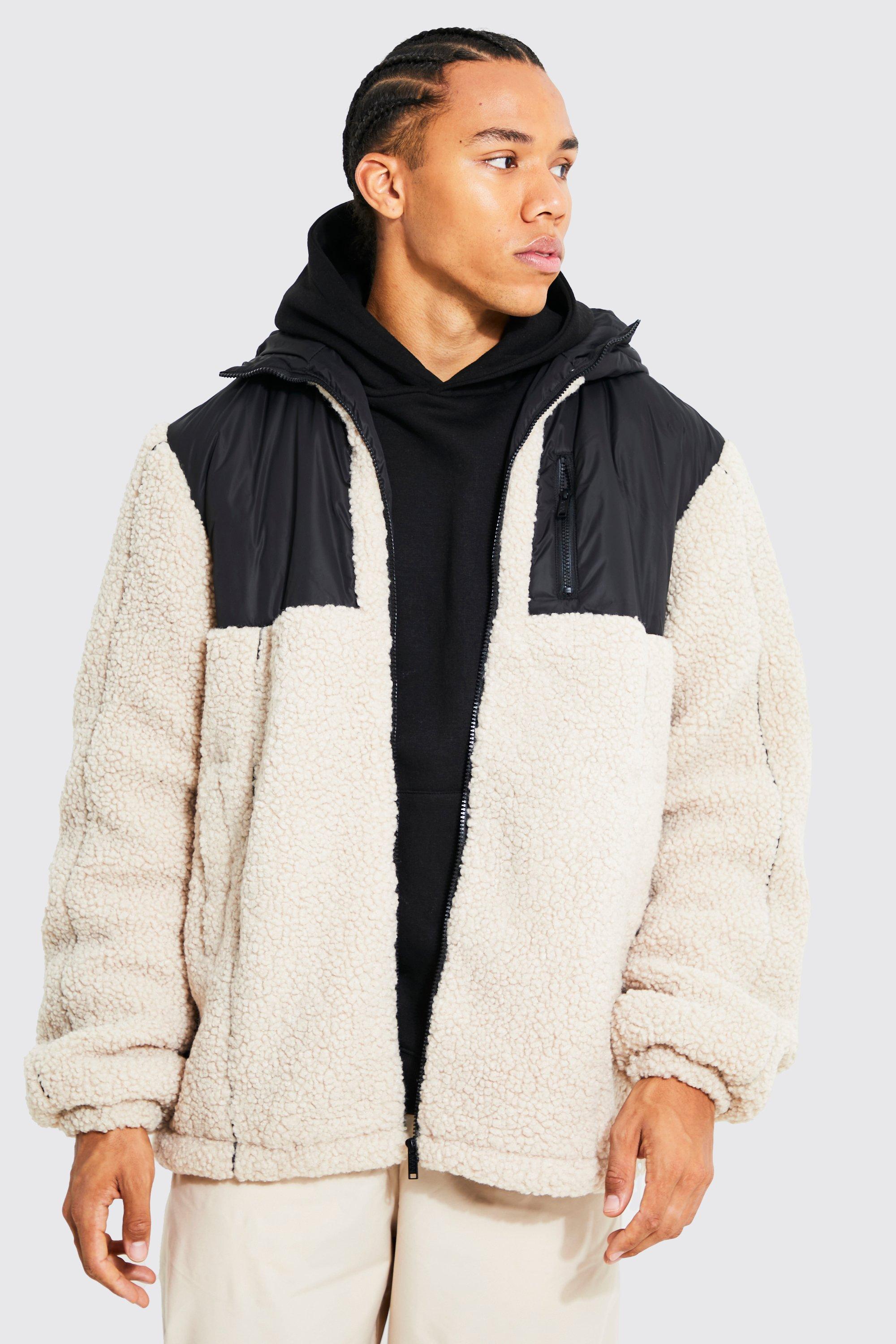 Men's Oversized Sherpa Jacket | Boohoo UK