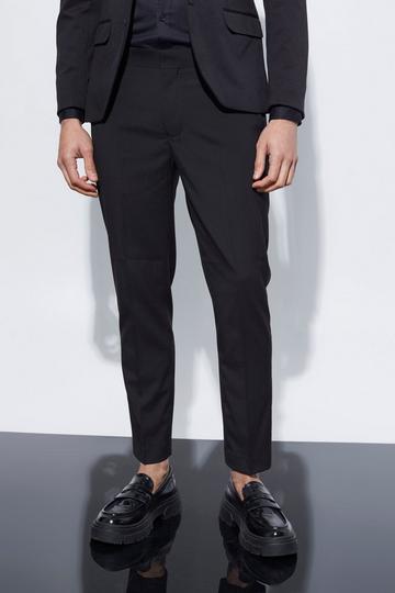 Skinny Cropped Suit Trousers black