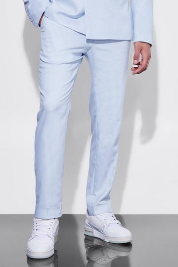 Blue Slim Textured Suit Trousers