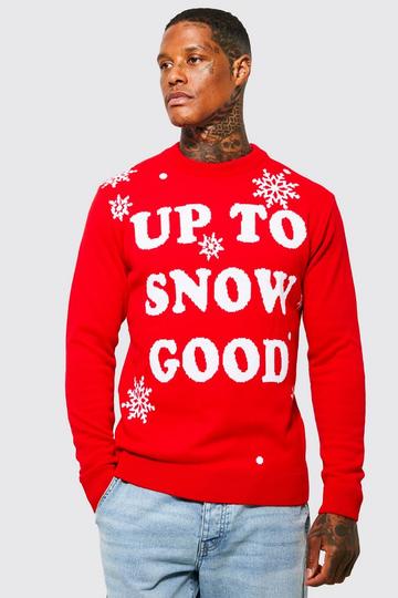 Up To Snow Good Christmas Jumper red