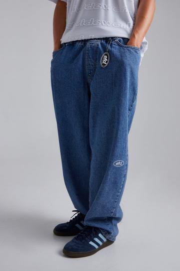 Elastic Waist Skate Jeans light blue
