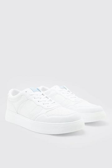 White Perforated Contrast Tape Trainer