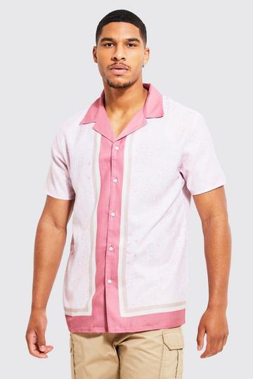 Tall Revere Collar Border Bandana Slub Shirt light pink