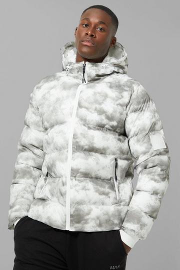 Man Active Camo Puffer Jacket white