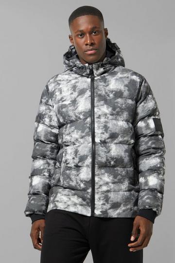 Black Man Active Camo Puffer Jacket