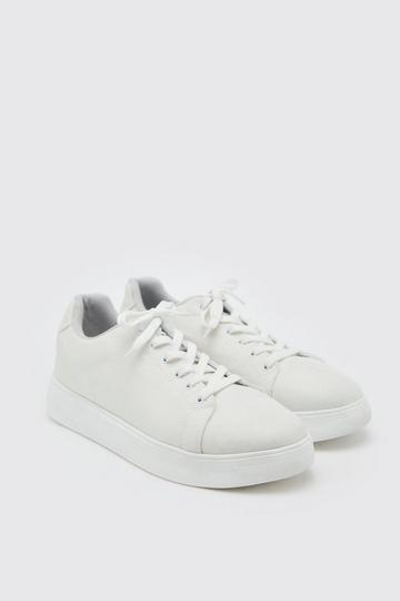 White Textured Plain Trainer