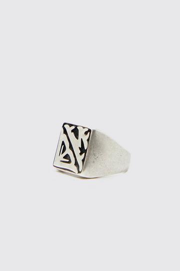 Silver Bm Italic Signet Ring
