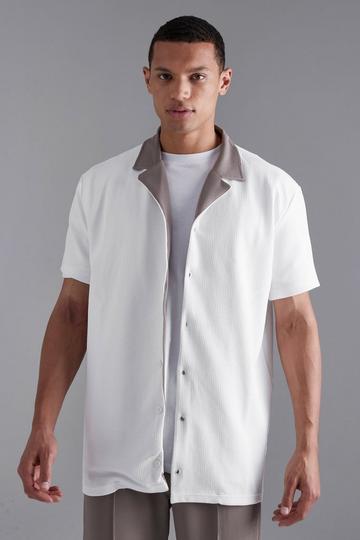 White Tall Short Sleeve Jersey Textured Shirt