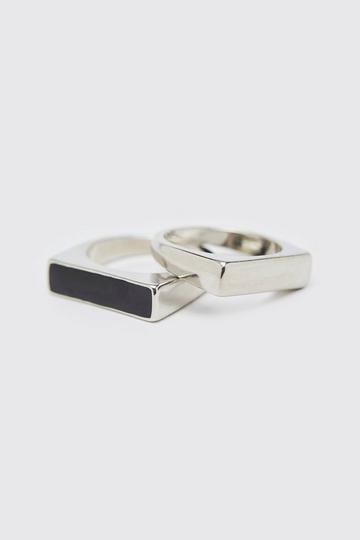 Silver 2 Pack Ring Set
