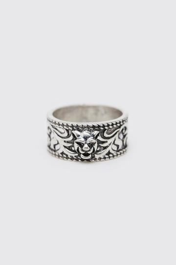 Silver Panther Embossed Ring