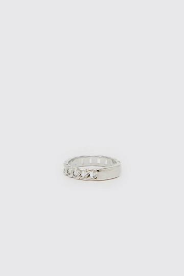 Silver Chain And Bar Ring