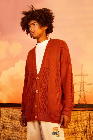Oversized Cable Cardigan rust