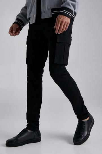 Black Tall Stretch Skinny Fit Cargo Jean