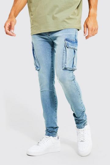 Tall Stretch Skinny Fit Cargo Jean antique blue