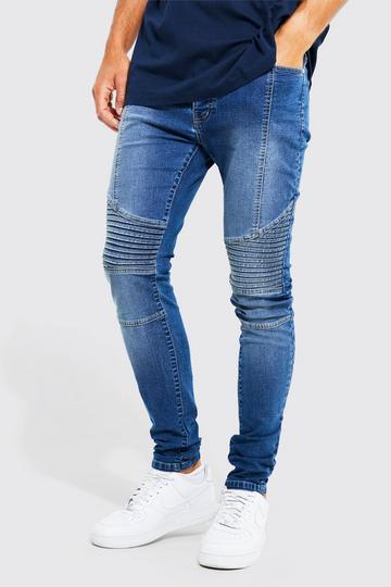 Tall Stretch Skinny Fit Biker Jean mid blue