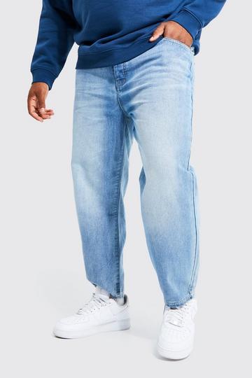 Plus Tapered Fit Cropped Rigid Denim Jean mid blue