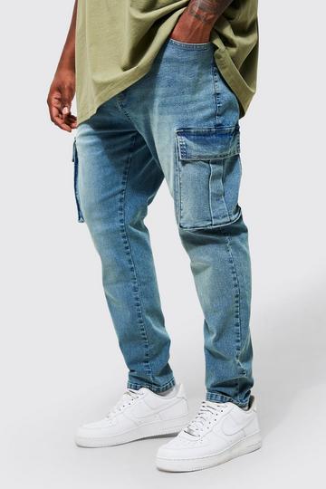 Plus Stretch Skinny Fit Cargo Jean antique blue