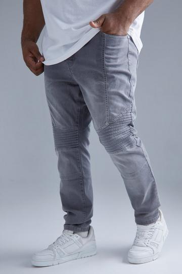 Plus Stretch Skinny Fit Biker Jean mid grey