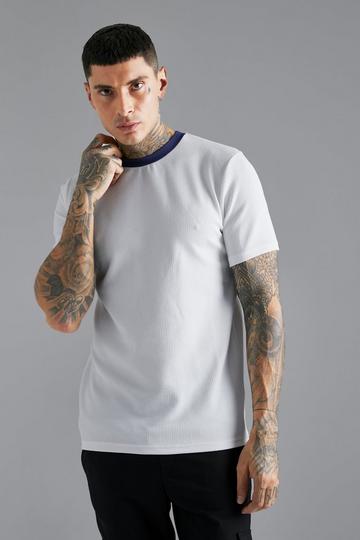 White Jersey Textured Slim T-shirt