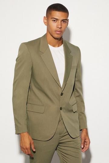 Oversized Boxy Single Breasted Suit Jacket olive