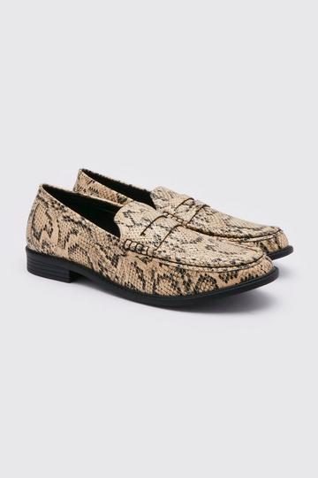 Gold Metallic Snake Print Loafer
