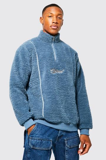 Blue Official Piping Borg 1/4 Zip Funnel Sweat