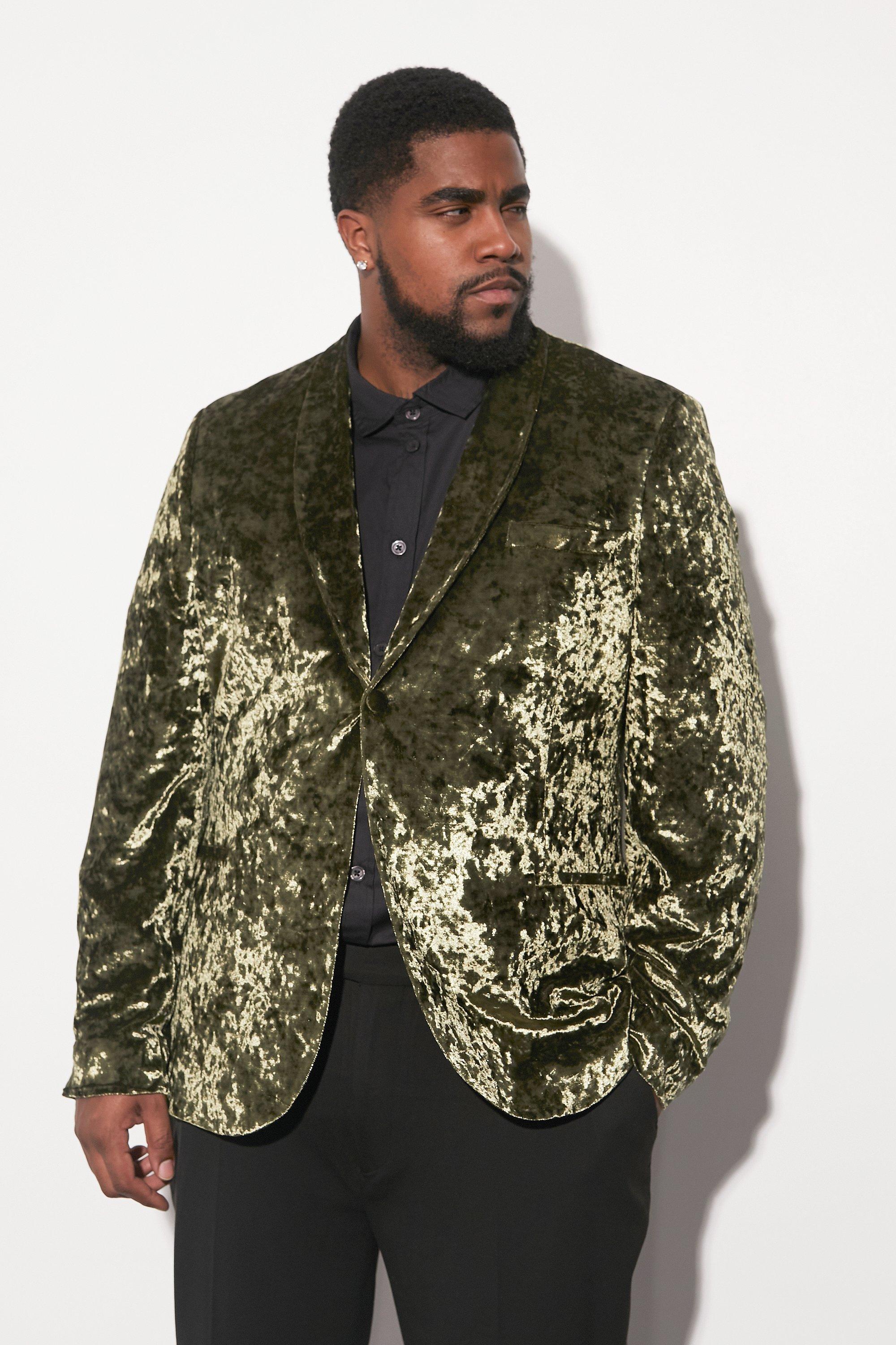 Plus size outlet green velvet blazer