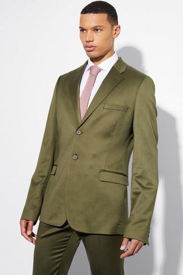 Tall Skinny Satin Suit Jacket olive