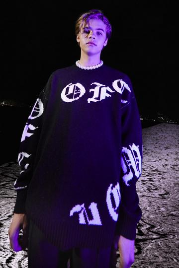 Black All Over Offcl Knitted Jumper