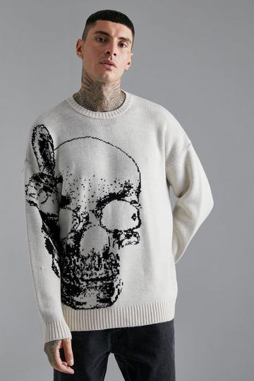Butterfly Skull Knitted Jumper ecru