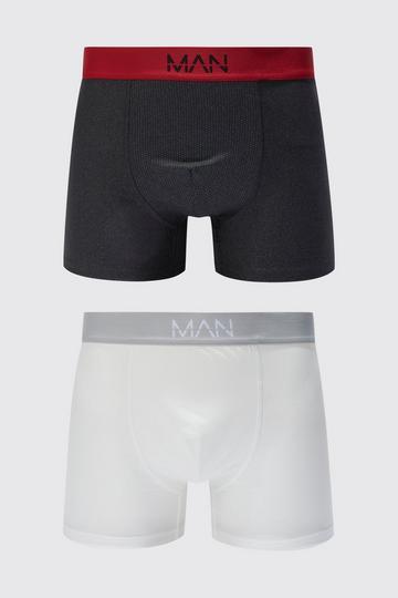 Man Active 2 Pack Contrast Waistband Boxer multi