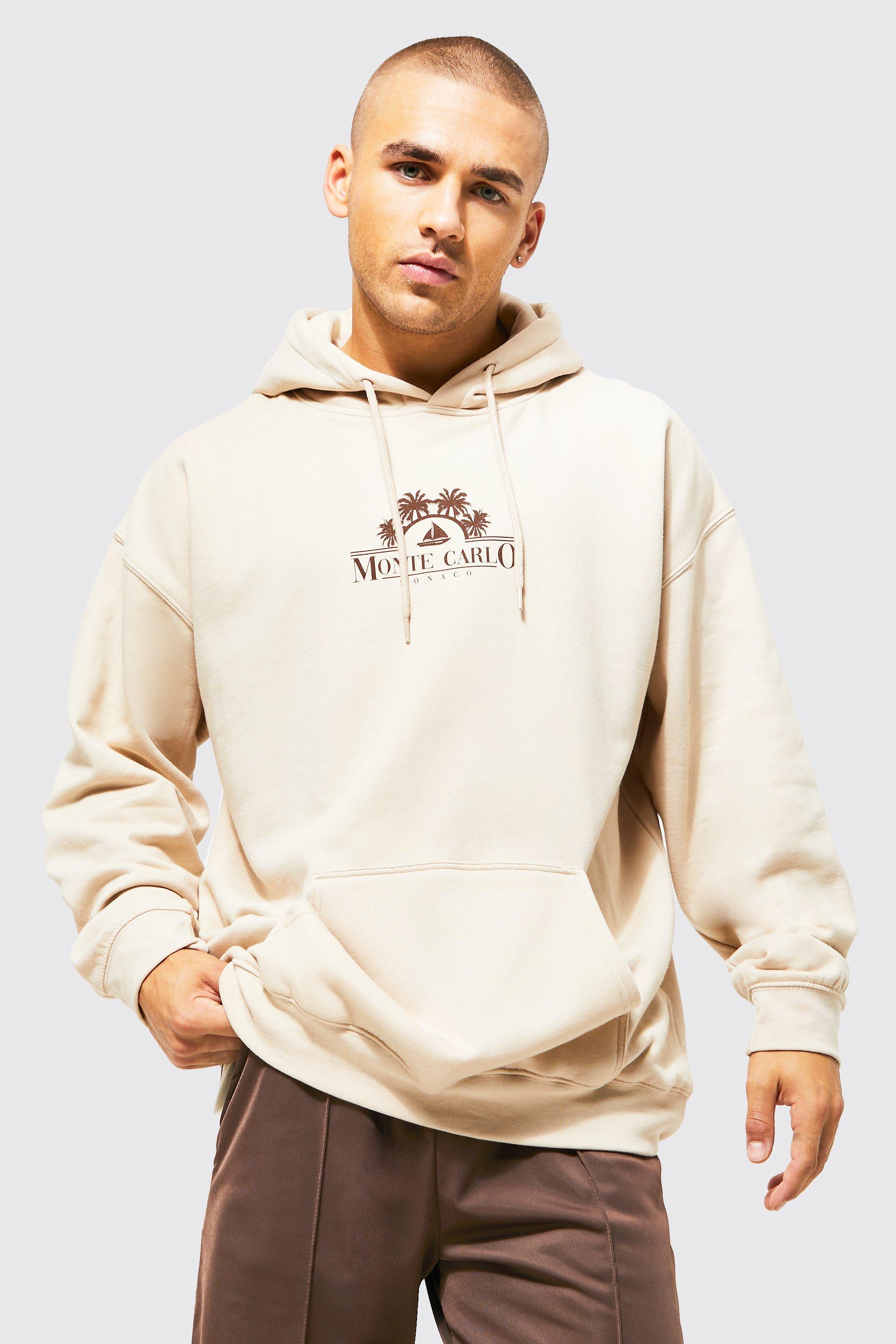 Men's Oversized Floral Graphic Hoodie | Boohoo UK