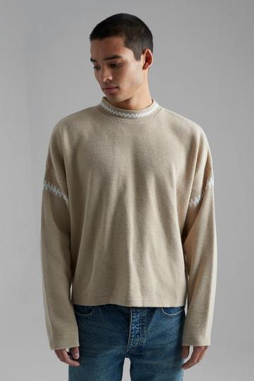 Boxy Drop Shoulder Jumper With Seam Detail stone